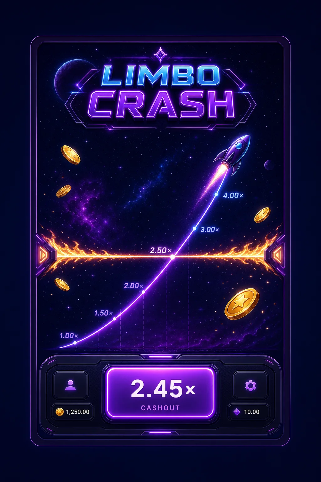 Limbo Crash screenshot - multiplier bar at x3.24 with cash-out button
