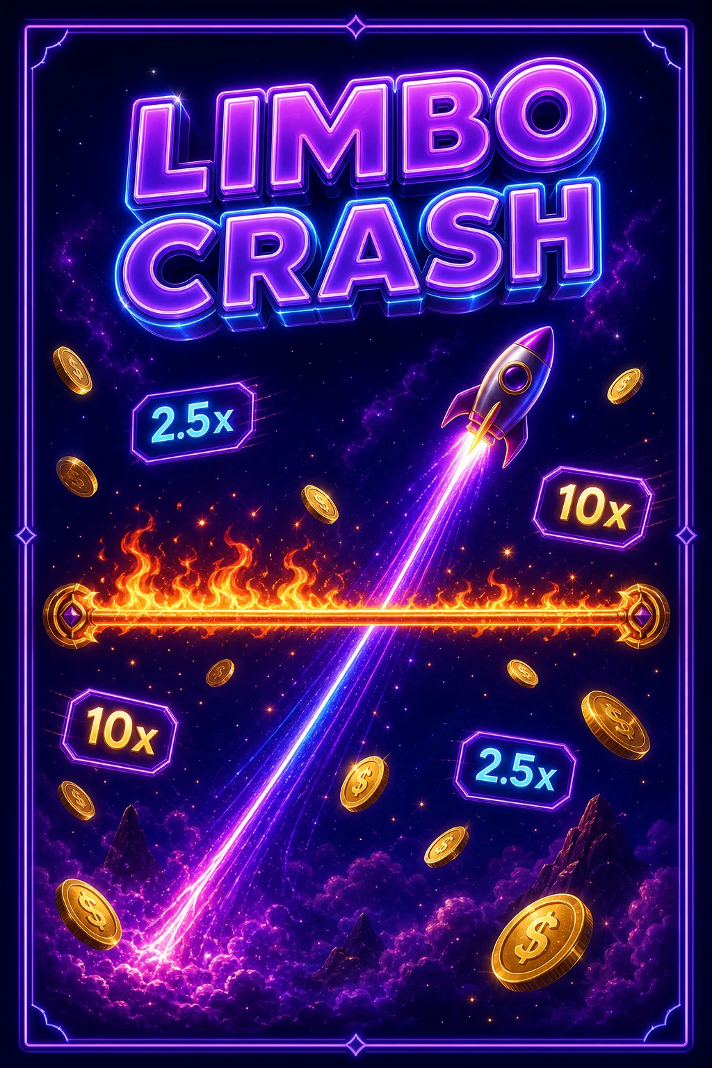 Limbo Crash game - rising multiplier bar climbing toward a crash point